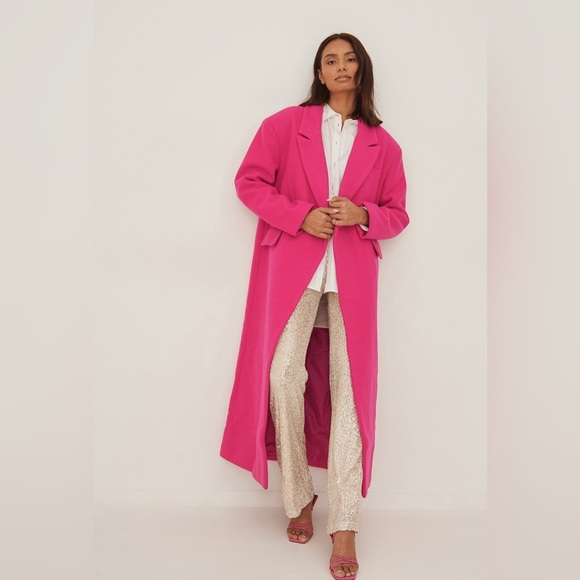 NA-KD Big Shoulders Oversized Wool Blend Coat - Picture 1 of 6